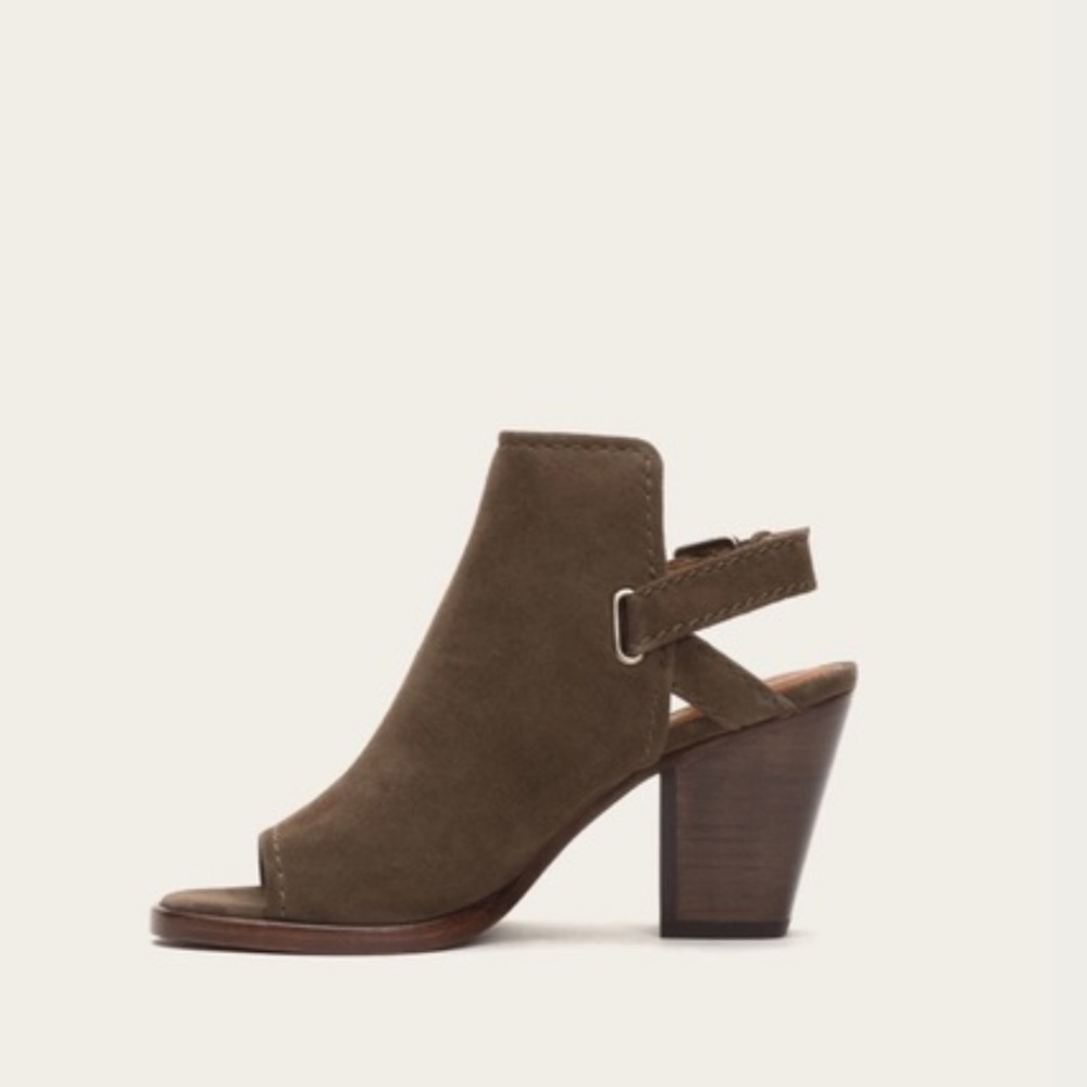 FRYE Dani Shield Sling Peep-Toe Ankle Boot Dark Taupe Booties Leather Size 6 NEW - Picture 16 of 16